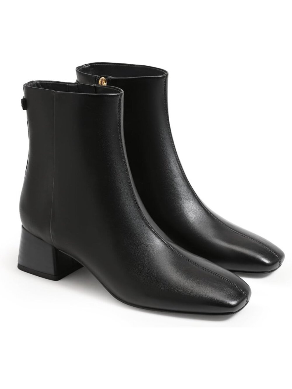 Women's Cool Black Chunky Low Heel Side Zipper Square Toe Chelsea Ankle Boots